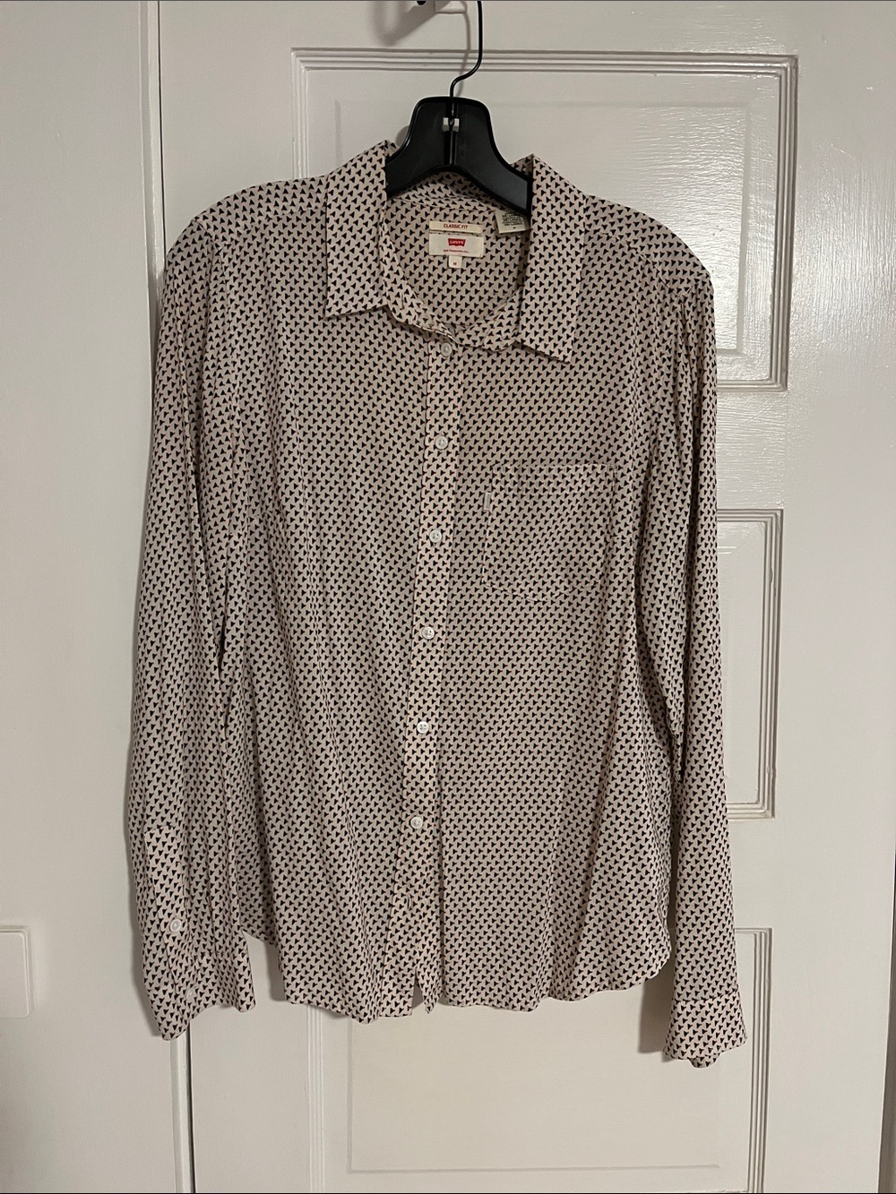 Levi's women’s Cream Button-Down Shirt with Black Dot Pattern